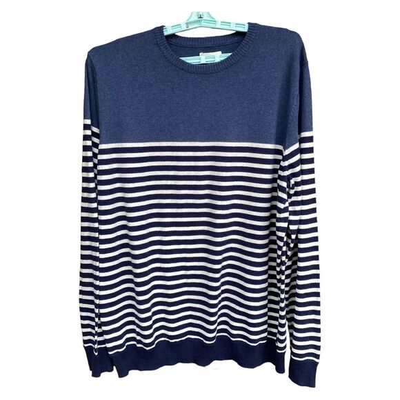 SONOMA Nautical Navy White striped Cotton Lightweight Sweater Size XXL 2XL nwt - Picture 2 of 9